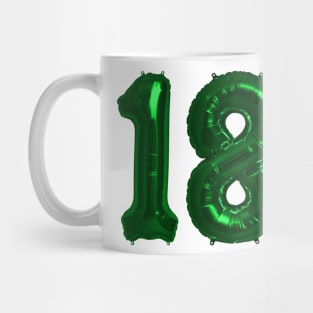 Bright Green 18th Birthday Metallic Helium Balloons Numbers Mug